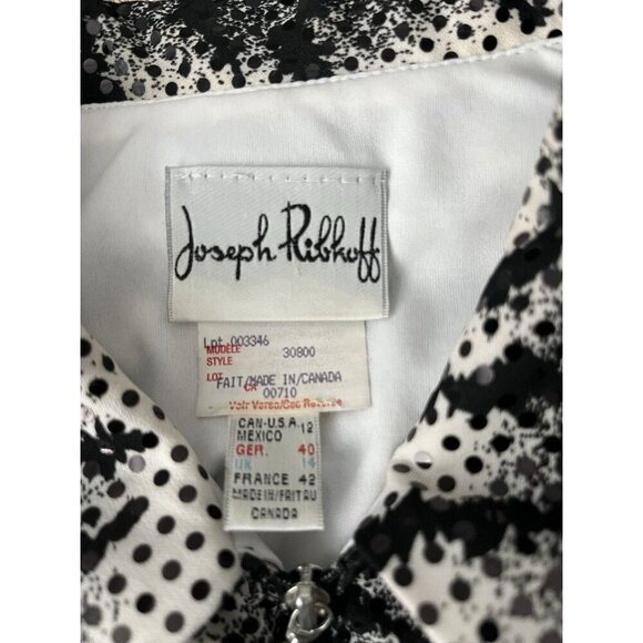 Jacket Joseph Ribkoff Womens Size 12 Full Zip Animal Print Vintage Black White - Picture 4 of 4